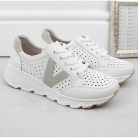 Chaussures de sport femme en cuir ajouré, blanches Vinceza 7875 1 Chaussures de sport femme en cuir ajouré, blanches Vinceza 7875 1