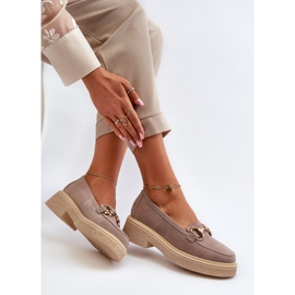 Zazoo 3429 Mocassins en daim pour femmes avec décoration cappuccino beige 1 Zazoo 3429 Mocassins en daim pour femmes avec décoration cappuccino beige 1