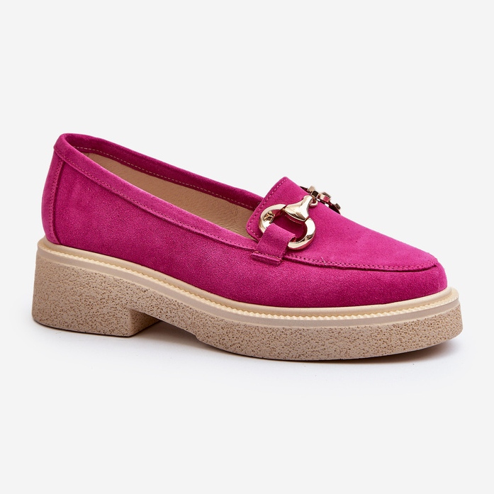 Zazoo 3429 Mocassins Femme En Daim Avec Décoration Fuchsia rose 2