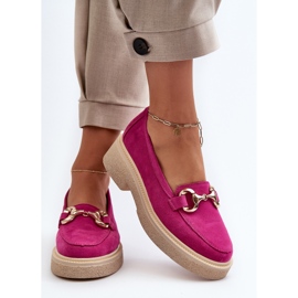 Zazoo 3429 Mocassins Femme En Daim Avec Décoration Fuchsia rose 7