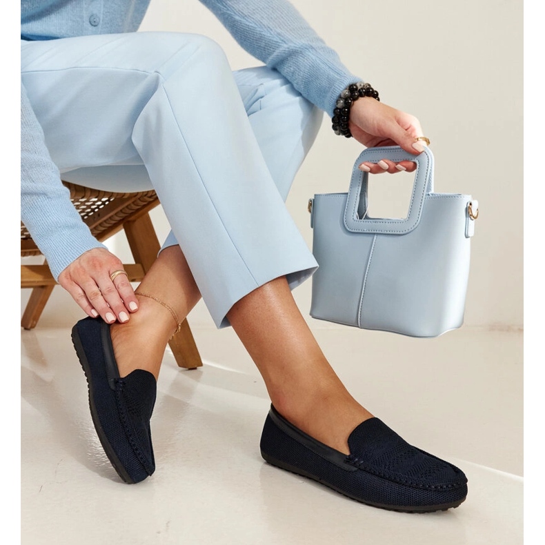 Mocassins Fiammetta en tissu bleu marine 1