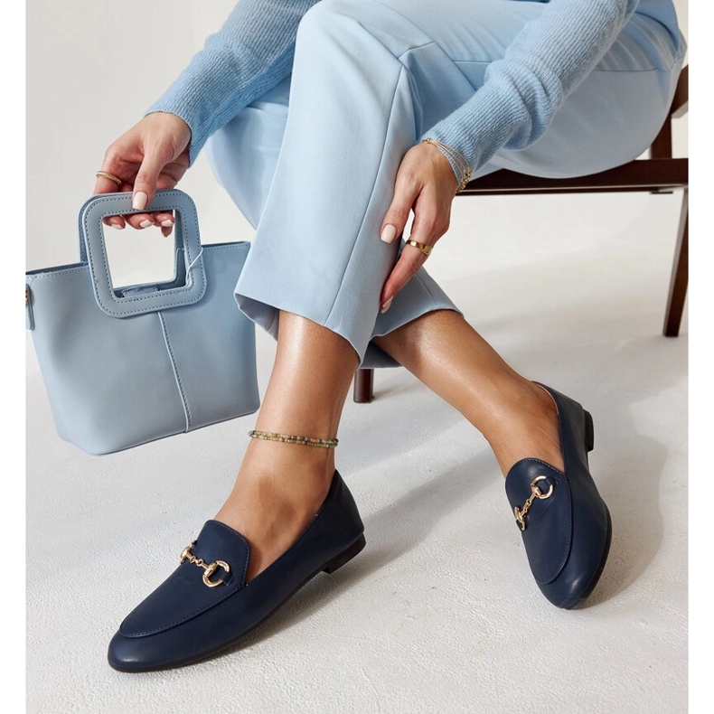 Mocassins bleu marine à boucle par Erminia 1