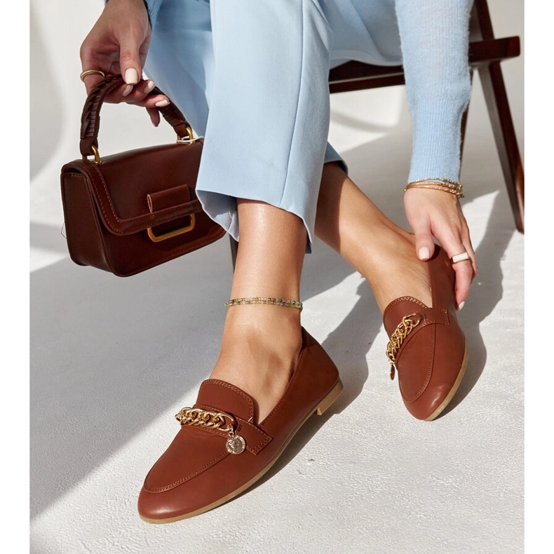Mocassins marron avec chaîne Scaletta brun 1
