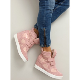 Baskets roses en daim à fermeture velcro 4