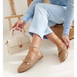 Mocassins beiges avec chaîne Scaletta 4