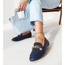 Mocassins bleu marine avec chaîne Scaletta 1 Mocassins bleu marine avec chaîne Scaletta 1