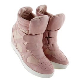 Baskets roses en daim à fermeture velcro 3