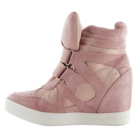 Baskets roses en daim à fermeture velcro 2