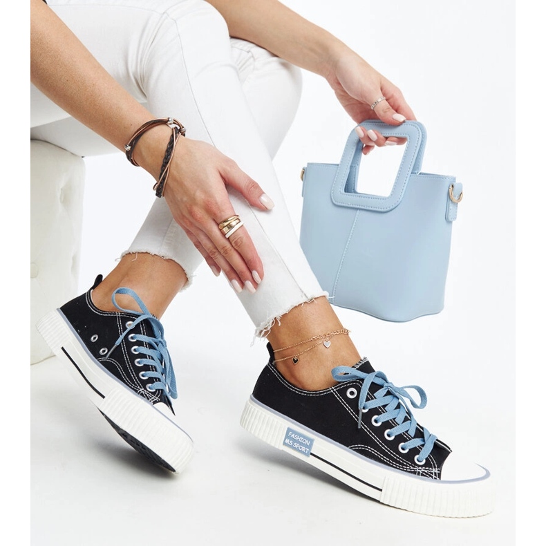 Baskets noires à lacets colorés Jadranka le noir 1