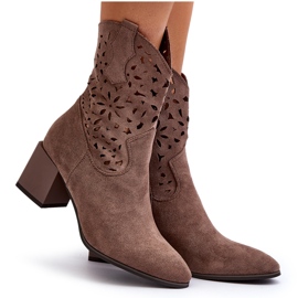 Jezzi Bottines En Daim Avec Dessus Ajouré Sur Bloc, Marron Irvelame brun 9