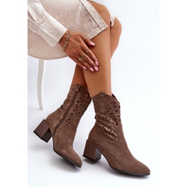 Jezzi Bottines En Daim Avec Dessus Ajouré Sur Bloc, Marron Irvelame brun 8