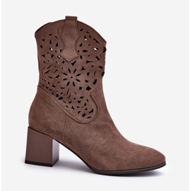 Jezzi Bottines En Daim Avec Dessus Ajouré Sur Bloc, Marron Irvelame brun 1