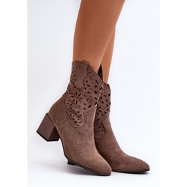 Jezzi Bottines En Daim Avec Dessus Ajouré Sur Bloc, Marron Irvelame brun 2