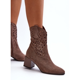 Jezzi Bottines En Daim Avec Dessus Ajouré Sur Bloc, Marron Irvelame brun 5