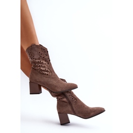 Jezzi Bottines En Daim Avec Dessus Ajouré Sur Bloc, Marron Irvelame brun 6