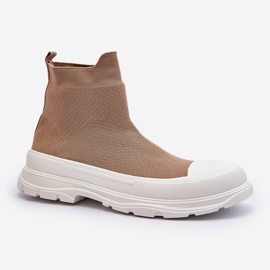 Bottines chaussettes à enfiler pour femme, marron Ilanae brun 1 Bottines chaussettes à enfiler pour femme, marron Ilanae brun 1