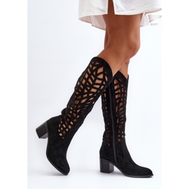 Bottines à Talons Ajourées Noir Pinkema le noir 6