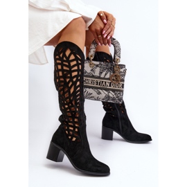 Bottines à Talons Ajourées Noir Pinkema le noir 7