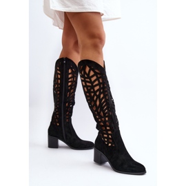 Bottines à Talons Ajourées Noir Pinkema le noir 4