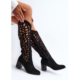 Bottines à Talons Ajourées Noir Pinkema le noir 8