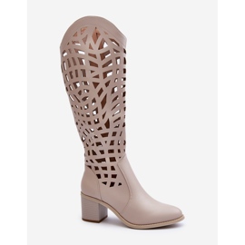 Bottines à Talons Ajourées Beiges Pinkema 1