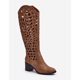 Bottines à Talons Ajourées Marron Pinkema brun 1