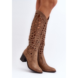 Bottines à Talons Ajourées Marron Pinkema brun 2