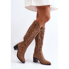 Bottines à Talons Ajourées Marron Pinkema brun 6