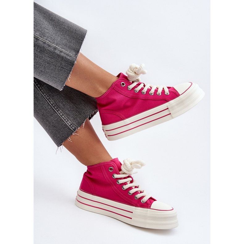Baskets Plateforme Femme Fuchsia Aineri rose 1