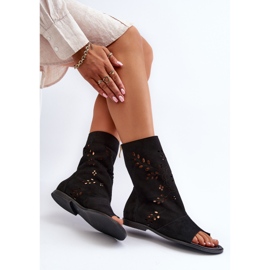 Zazoo 3437 Sandales en daim pour femme avec tige zippée, noir le noir 7