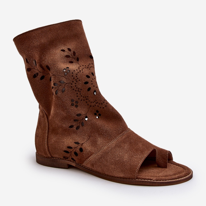 Zazoo 3437 Sandales en daim pour femme avec tige zippée, marron brun 1