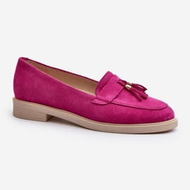 Zazoo 3420 Mocassins en daim pour femme à talon plat Fuskja rose 1