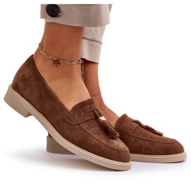 Zazoo 3420 Mocassins en daim à talons plats pour femme, marron brun 11