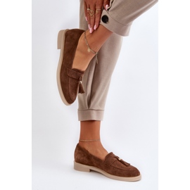 Zazoo 3420 Mocassins en daim à talons plats pour femme, marron brun 10