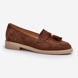 Zazoo 3420 Mocassins en daim à talons plats pour femme, marron brun 3