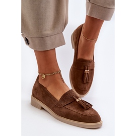 Zazoo 3420 Mocassins en daim à talons plats pour femme, marron brun 7