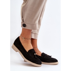 Zazoo 3420 Mocassins en daim à talons plats pour femme, noir le noir 3
