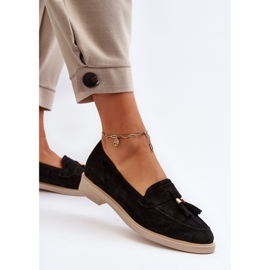 Zazoo 3420 Mocassins en daim à talons plats pour femme, noir le noir 5