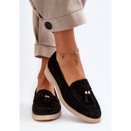 Zazoo 3420 Mocassins en daim à talons plats pour femme, noir le noir 6