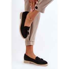 Zazoo 3420 Mocassins en daim à talons plats pour femme, noir le noir 7