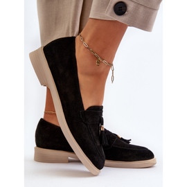 Zazoo 3420 Mocassins en daim à talons plats pour femme, noir le noir 8