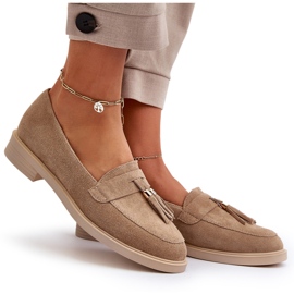 Zazoo 3420 en daim pour femmes avec talons plats beige 10