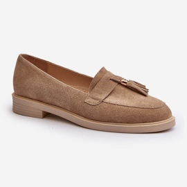 Zazoo 3420 en daim pour femmes avec talons plats beige 2