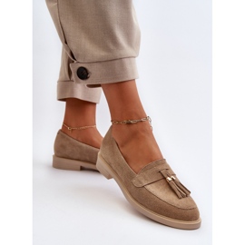 Zazoo 3420 en daim pour femmes avec talons plats beige 5