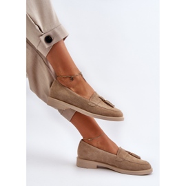 Zazoo 3420 en daim pour femmes avec talons plats beige 8