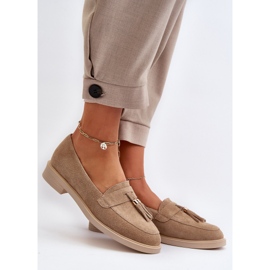 Zazoo 3420 en daim pour femmes avec talons plats beige 3