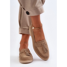 Zazoo 3420 en daim pour femmes avec talons plats beige 7