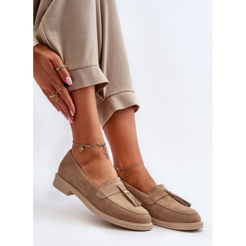 Zazoo 3420 en daim pour femmes avec talons plats beige 1