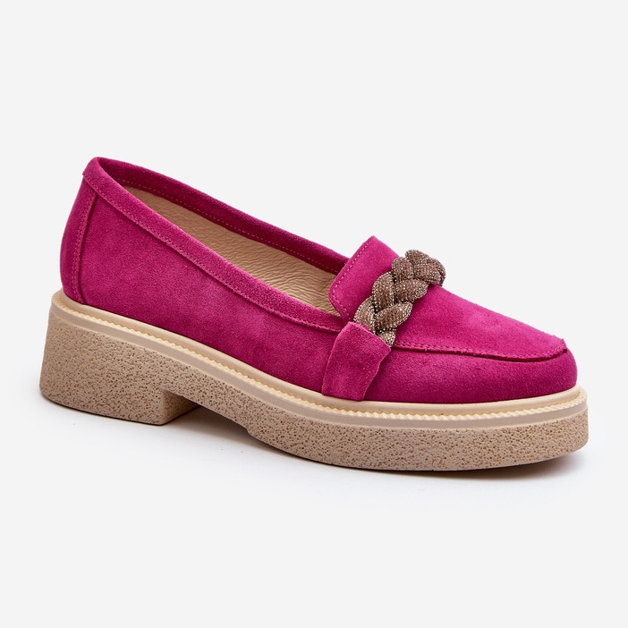 Zazoo 3429/W Mocassins Femme En Daim Avec Décoration Fuchsia rose 2