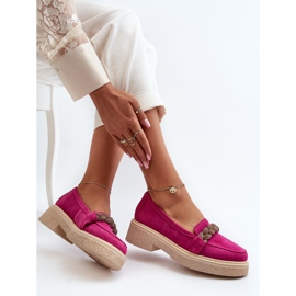 Zazoo 3429/W Mocassins Femme En Daim Avec Décoration Fuchsia rose 1